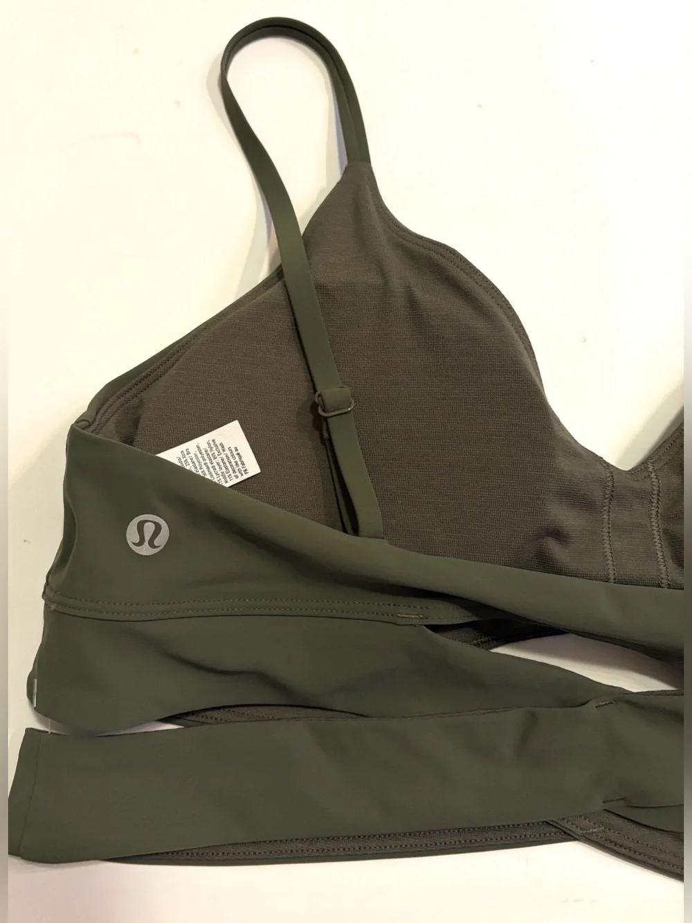 Lululemon Sports Bra Still Now Bra Light Support A/B Cup Army Green New sz 12